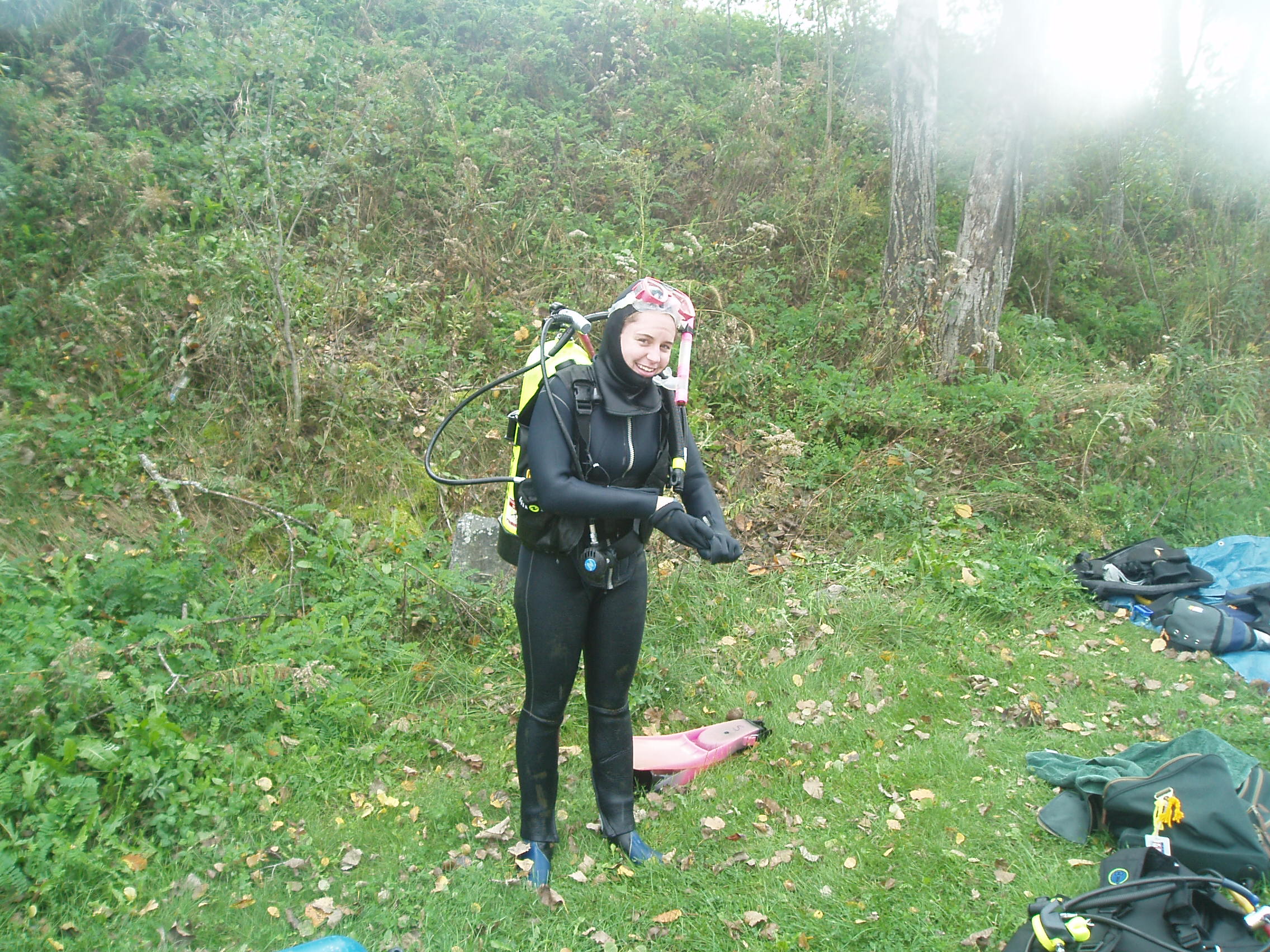 Author in full gear after a lake dive in WI